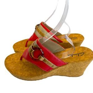Clarks Yacht Anchor Red Cork Wedge Thong Sandal Women’s Sandal-Size 7